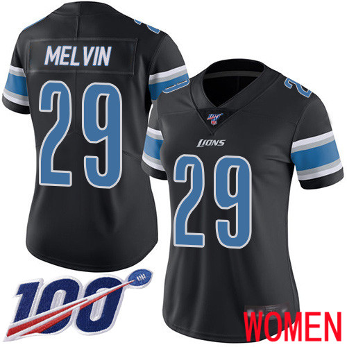 Detroit Lions Limited Black Women Rashaan Melvin Jersey NFL Football #29 100th Season Rush Vapor Untouchable->youth nfl jersey->Youth Jersey